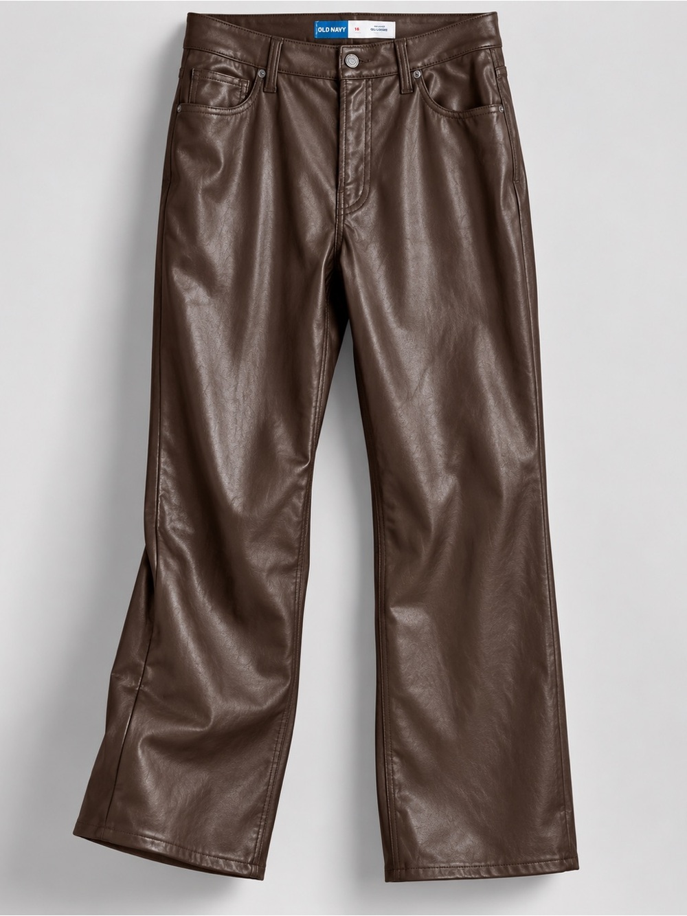 Old Navy High-Waisted OG Loose Faux Leather Pants Brown Size 16